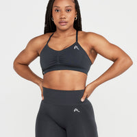EffortlessLift™ Micro Bralette with White Logo | Coal