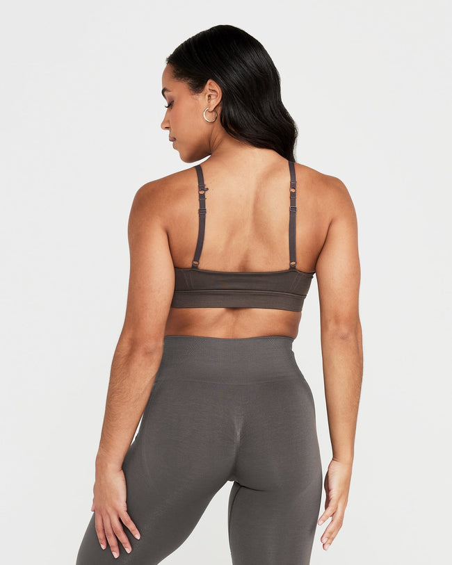 EffortlessLift™ Micro Bralette with White Logo | Deep Taupe