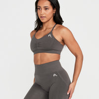 EffortlessLift™ Micro Bralette with White Logo | Deep Taupe