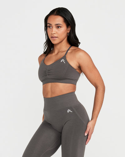 EffortlessLift™ Micro Bralette with White Logo | Deep Taupe