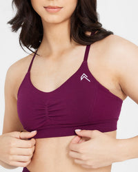 EffortlessLift™ Micro Bralette with White Logo | Ripe Fig