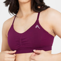 EffortlessLift™ Micro Bralette with White Logo | Ripe Fig