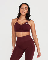 Effortless Micro Bralette with White Logo | Rosewood
