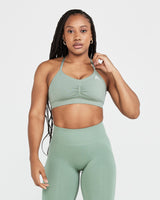 Effortless Micro Bralette with White Logo | Sage
