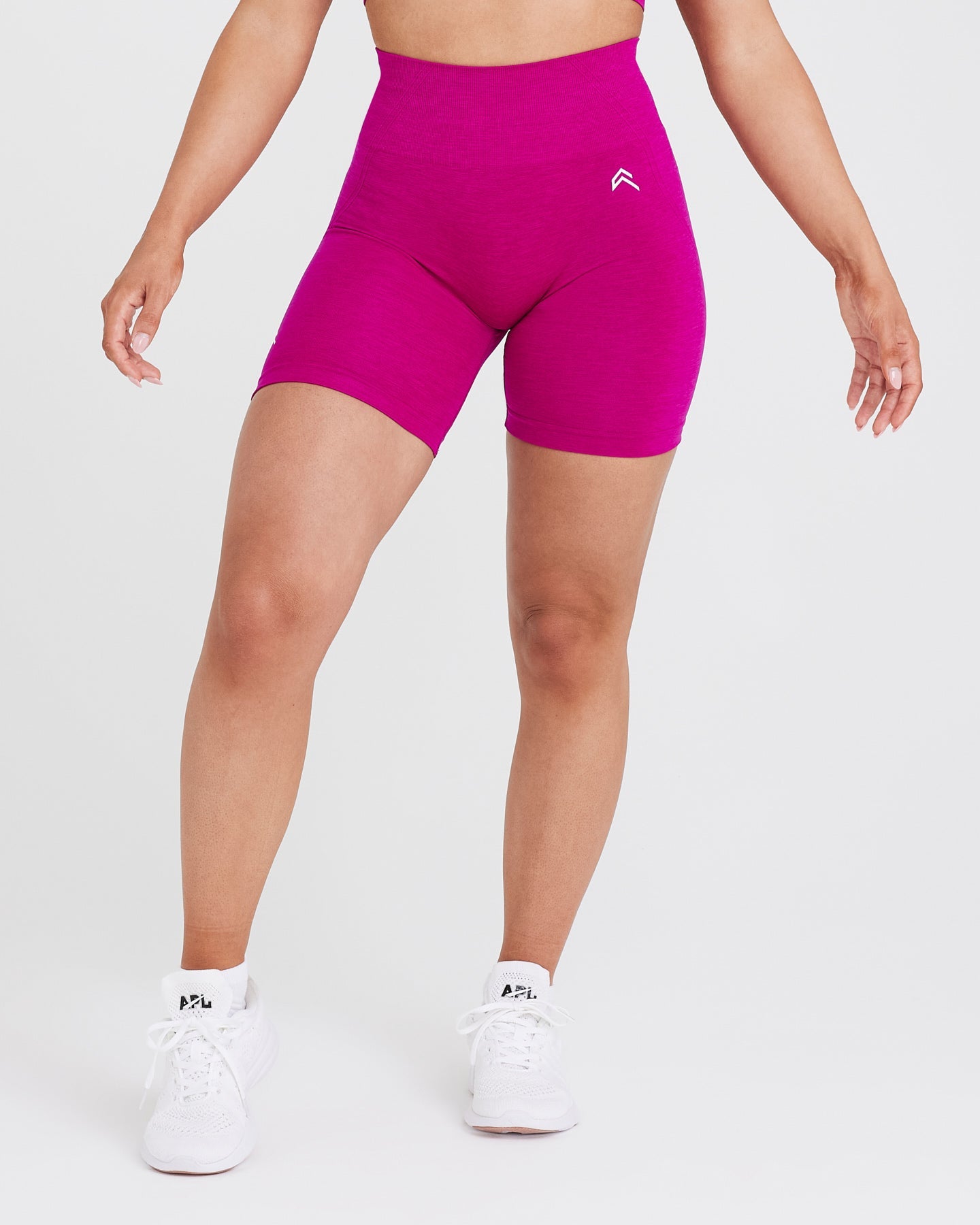 EffortlessLift™ Seamless Shorts with White Logo | Fuchsia