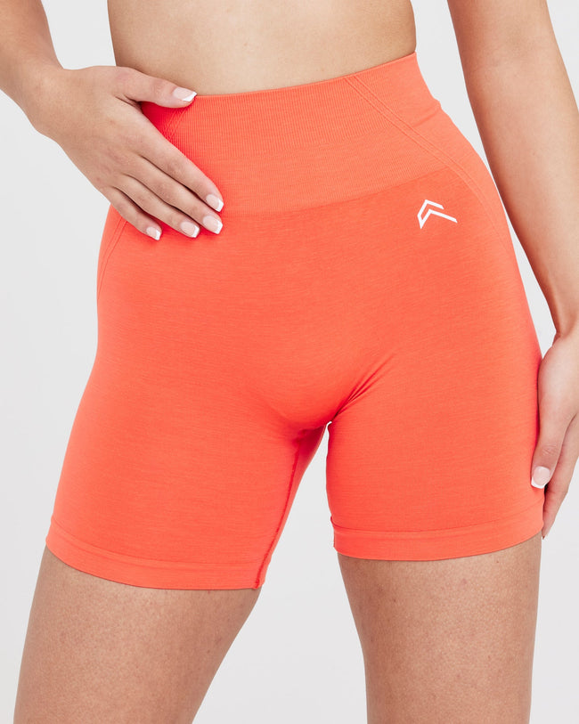 EffortlessLift™ Seamless Shorts with White Logo | Peach Blossom