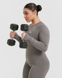 Go To Seamless Fitted Long Sleeve Top | Ash Grey