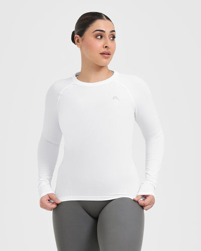 Go To Seamless Fitted Long Sleeve Top | White