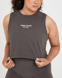 Graphic Jersey Tank | Washed Deep Taupe