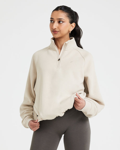 Oner Modal Classic Lounge 1/2 Zip Sweatshirt | Sand