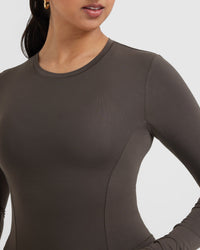 Mellow Soft Mid Long Sleeve Top | Deep Taupe