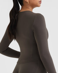 Mellow Soft Mid Long Sleeve Top | Deep Taupe