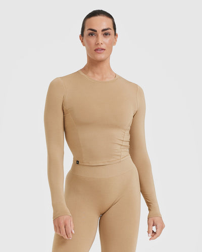 Mellow Soft Mid Long Sleeve Top | Dune Brown