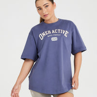 Oversized Short Sleeve Club Tee | Slate Blue