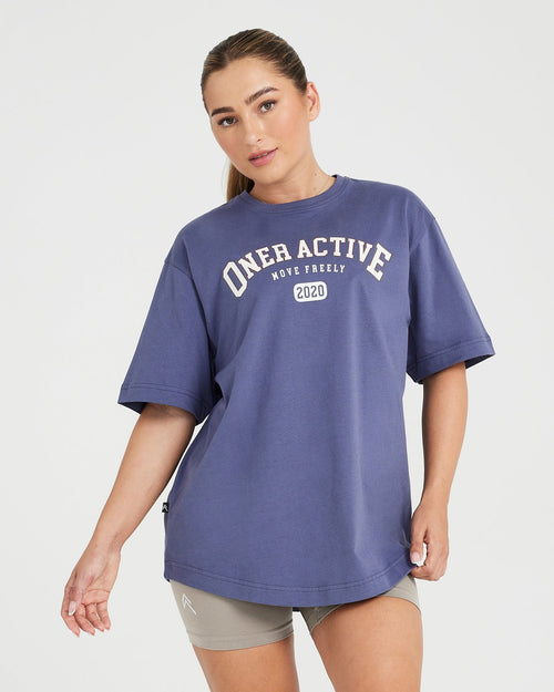 Oner Modal Oversized Short Sleeve Club Tee | Slate Blue