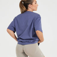 Oversized Short Sleeve Club Tee | Slate Blue