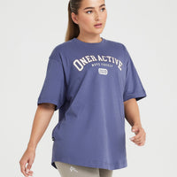 Oversized Short Sleeve Club Tee | Slate Blue