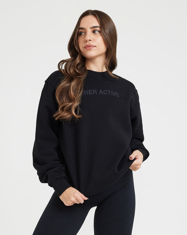 Black crew neck womens top