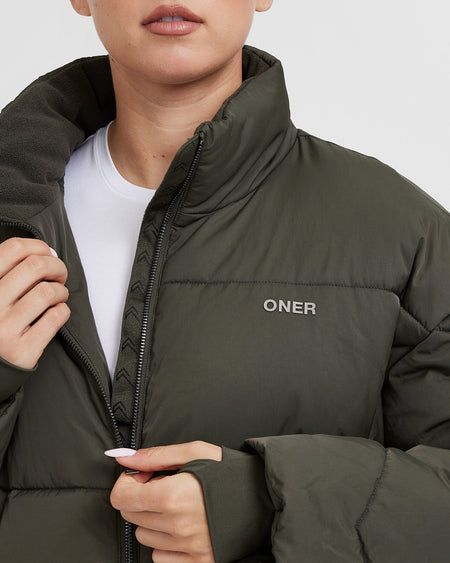 Khaki puffer jacket ladies hotsell