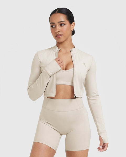 Crop beige jacket new arrivals