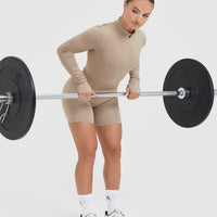 Timeless Half Zip Mid Long Sleeve Top | Sandstone