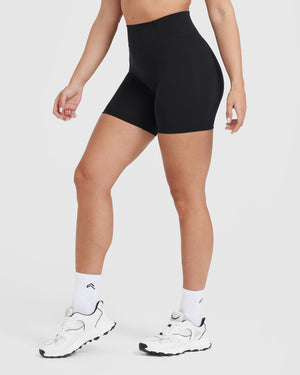 High waisted black outlet stretch shorts