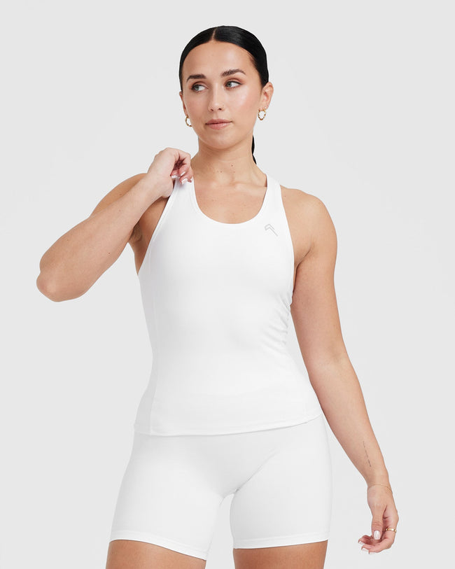 Women's White Sports Vest - Round Neckline | Oner Active UK