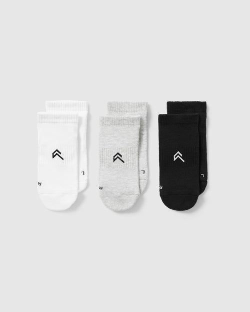 Oner Modal Trainer Liner Socks 3 Pack | Grey/White/Black