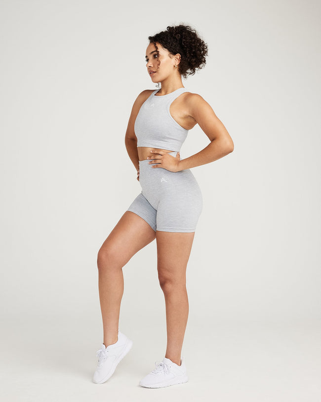 Classic Seamless Crop Top | Grey Marl