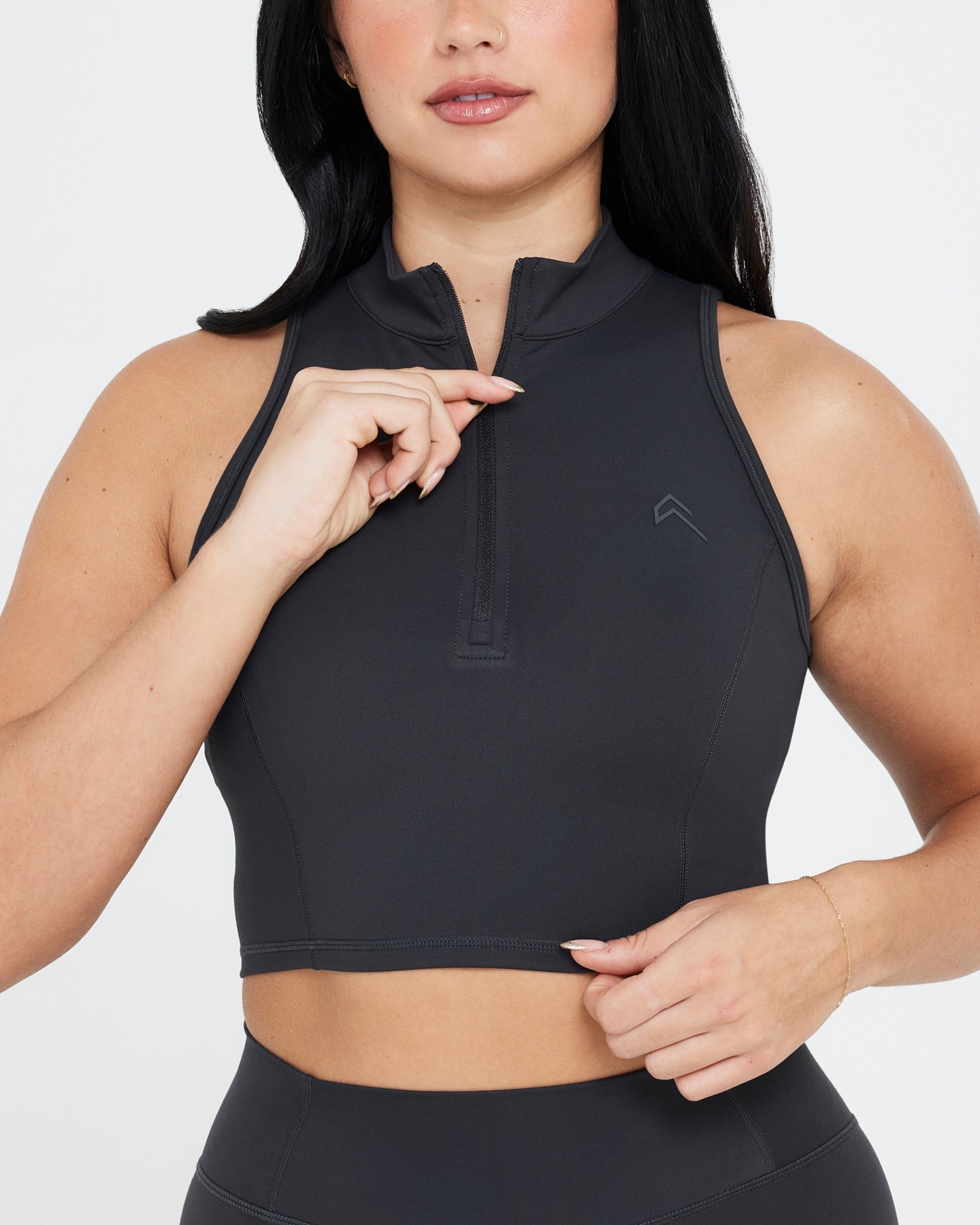 Timeless Half Zip Crop Tank | Coal