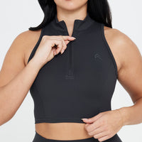 Timeless Half Zip Crop Tank | Coal