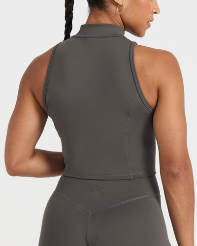 Timeless Half Zip Crop Tank | Deep Taupe