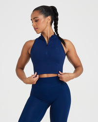Timeless Half Zip Crop Tank | Midnight