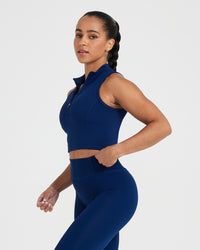 Timeless Half Zip Crop Tank | Midnight