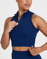 Timeless Half Zip Crop Tank | Midnight