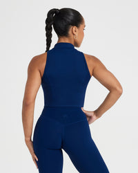 Timeless Half Zip Crop Tank | Midnight