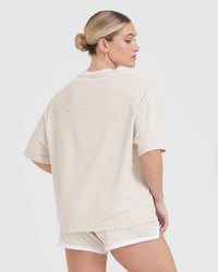 Varsity V-Neck Short Sleeve T-shirt | Sand