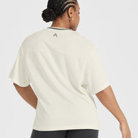 Varsity V Neck Short Sleeve T-shirt | Off White