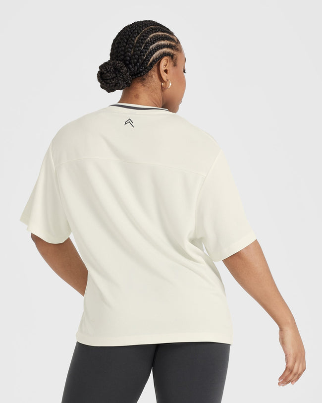 Varsity V Neck Short Sleeve T-shirt | Off White