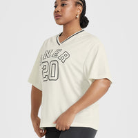 Varsity V Neck Short Sleeve T-shirt | Off White