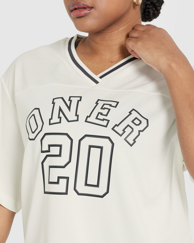 Varsity V Neck Short Sleeve T-shirt | Off White