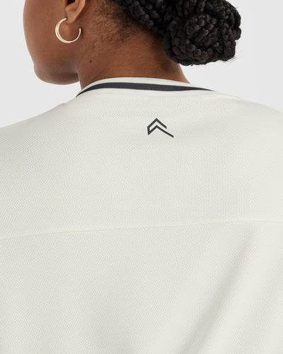Varsity V Neck Short Sleeve T-shirt | Off White